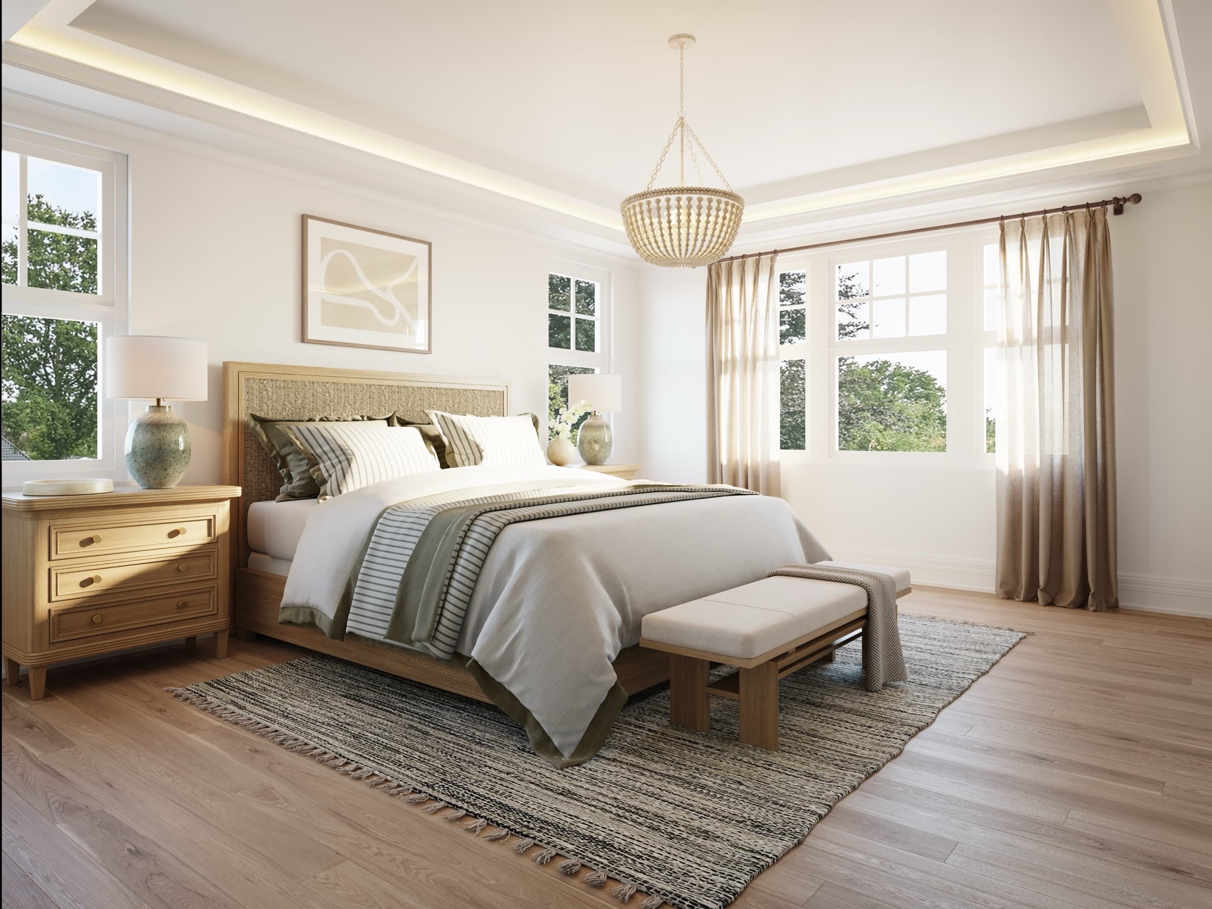A bedroom designed by Jessie K. Homes